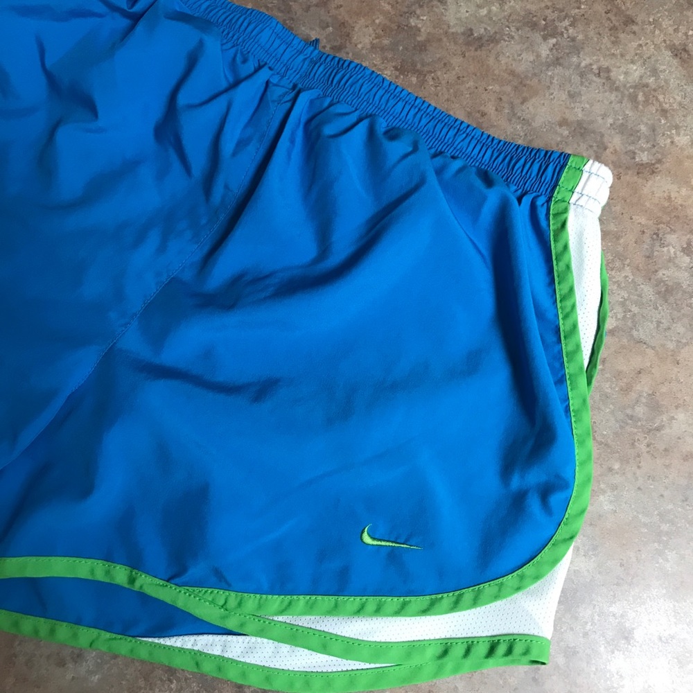 Nike Women's Athletic Shorts Blue with Green Trim